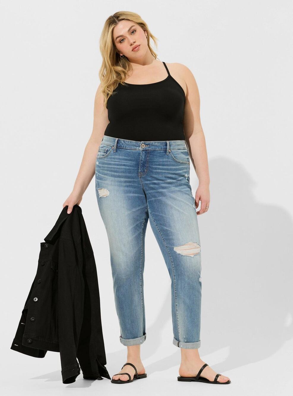 Torrid Vintage Stretch Boyfriend Straight Distressed Denim Size 16R